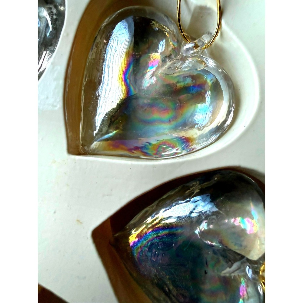 Vintage 1994 House of Lloyd Iridescent Heart Ornaments Set of 5 Christmas 530389 - Picture 2 of 5